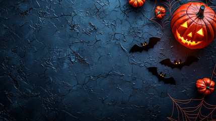 Halloween Pumpkin Bats Web Dark Background