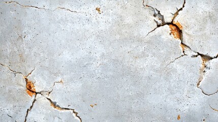 Obraz premium Cracked Concrete Surface with Rusty Stains Illuminated by Natural Light&nbsp;to Create a Weathered Aesthetic in Urban Environments