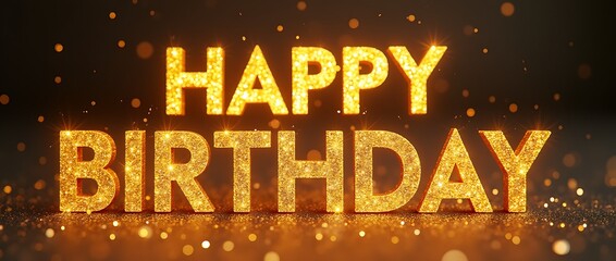 golden glitter happy birthday text sparkling with a luxurious and festive look