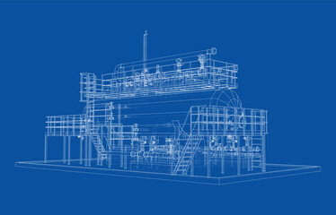 Industrial tank with valves. Vector rendered of 3d