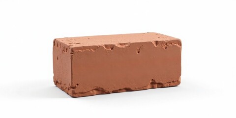 A Single Textured Clay Brick Isolated on White Background for Construction and Design Projects