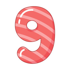 Vector illustration of the number nine in a colorful style