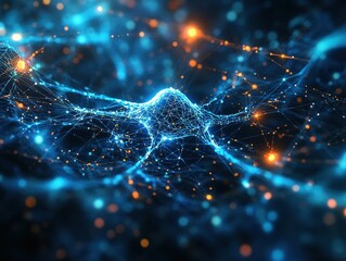 Pulsating Quantum Dendrites Visualization of AI Neural Network, Cinema4D MoGraph Cloning Data Particles Across 4D Matrices