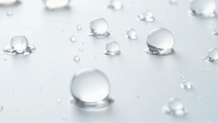 Fototapeta premium Fresh Water Droplets on a White Background, Creating a Minimalist and Clean Aesthetic for Wellness and Hydration Concepts