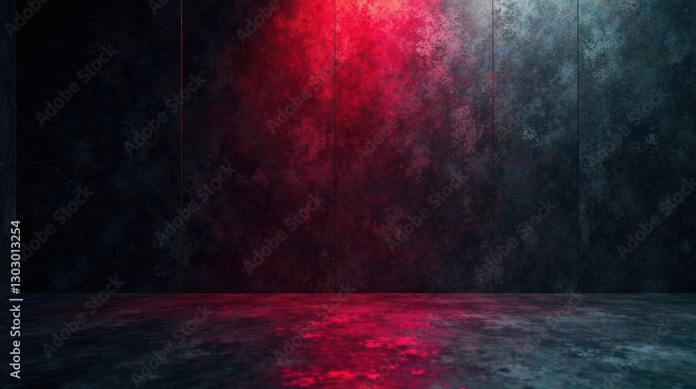 Poster dark room with red illumination moody backdrop for product display or artistic composition