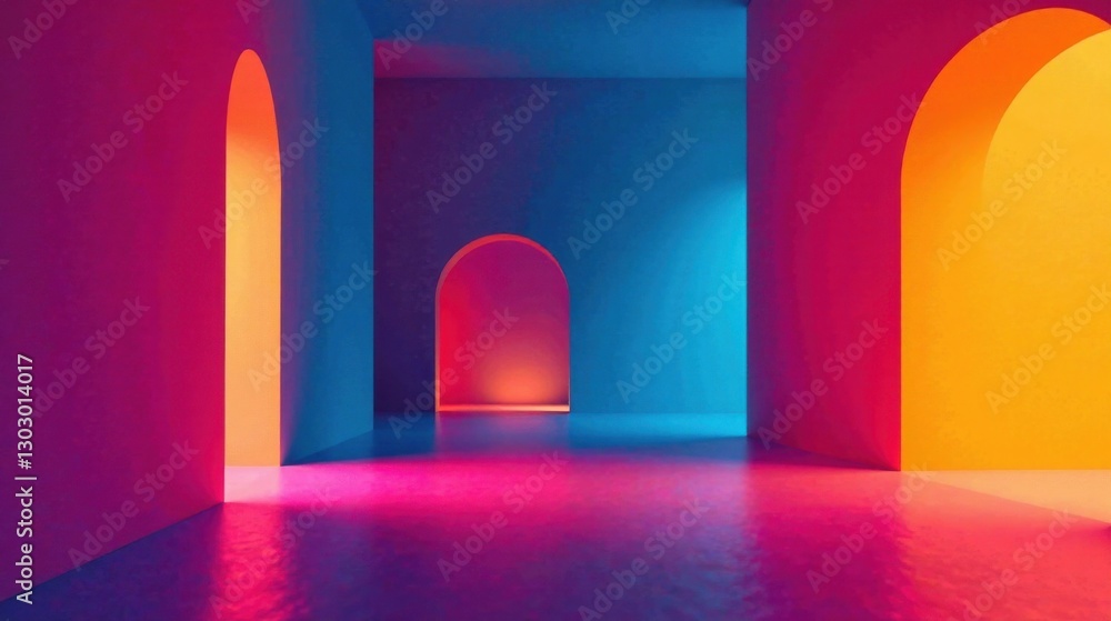 Aufkleber vibrant hue interior design a colorful architectural rendering with arched entryways and a polished 