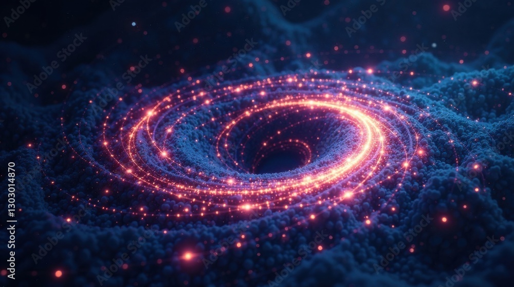 Wall mural glowing orbital rings encircling a deep cosmic vortex, a stunning visualization of abstract energy a