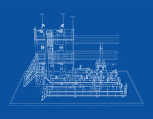 Petroleum heater exchanger. Vector rendering of 3d