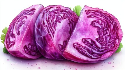 Fototapeta premium slice red cabbage vegetable isolated,cartoon illustration