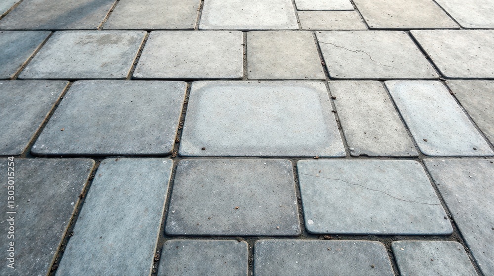 Leinwandbilder A Textured Perspective of Interlocking Stone Pavement Tiles Showing Subtle Variations in Color and Minor Cracks