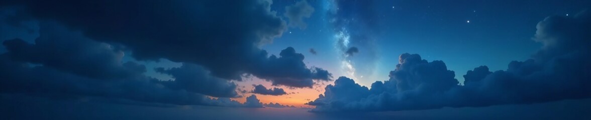 Obraz premium Moody atmospheric backdrop of dark cloudy sky with shining stars, background, textures, sky