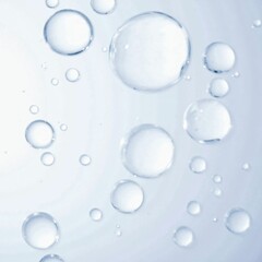 Clear Water Drops with Diffused Reflection of Shining Light on a White Background, Creating a Fresh and Transparent Texture