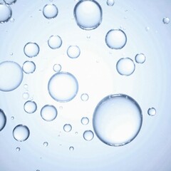 Clear Water Drops with Diffused Reflection of Shining Light on a White Background, Creating a Fresh and Transparent Texture