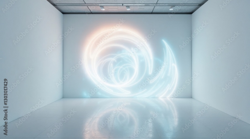 Leinwandbilder abstract luminescent swirl in a minimalist gallery space featuring ethereal glowing lines and a smoo