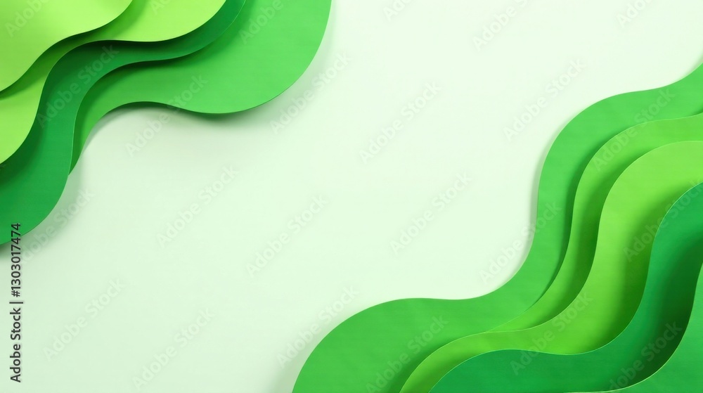Aufkleber abstract green paper wave design with copy space for text and branding