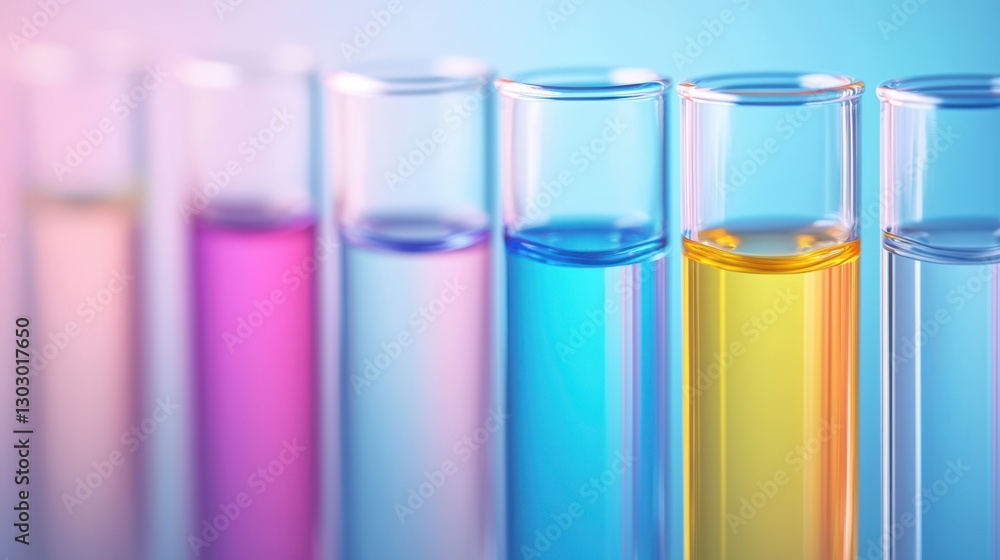Poster laboratory titration concept. microscopic view of colorful process in laboratory setting