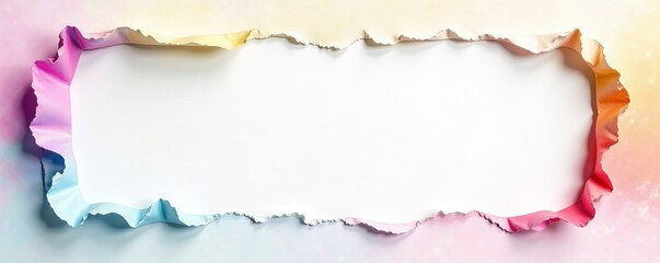 Fototapeta premium Torn paper pieces with colorful edges on white background, torn, design, decoration