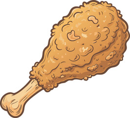 fried chicken leg flat vector illustration logo icon clipart