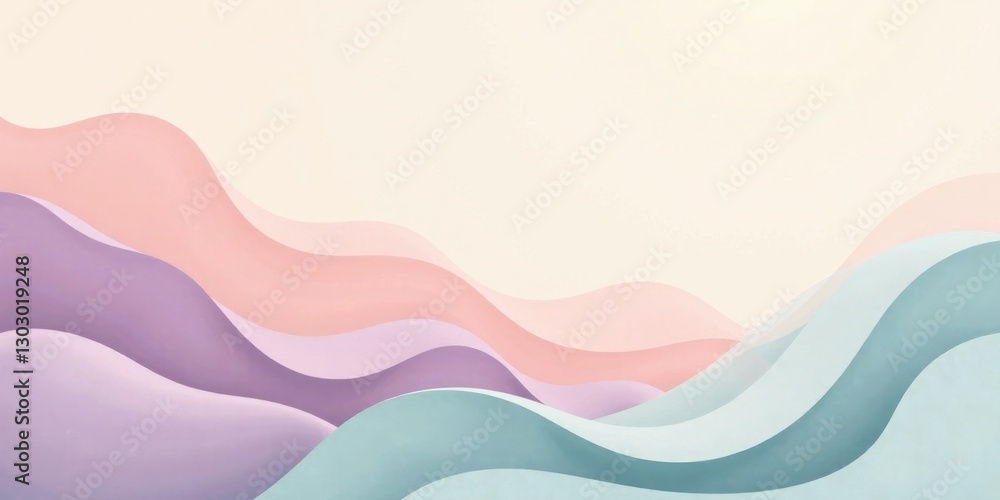 Leinwandbilder serene pastel waveforms an abstract design featuring soft hues and gentle curves, ideal for calming 