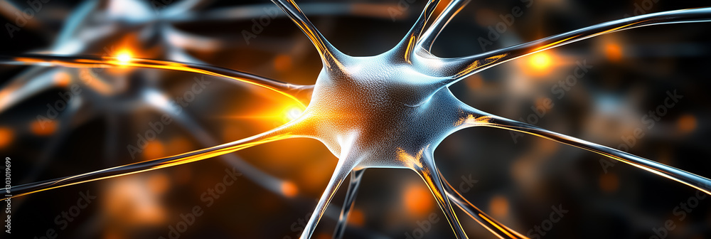 Aufkleber illumination highlights a complex neural network, radiating vivid light in a dimly lit environment. 
