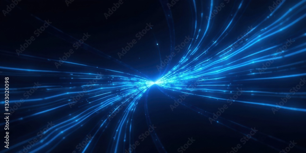 Aufkleber Abstract Glowing Blue Lines Converging in a Dynamic, Energetic Composition, Representing Speed and Movement