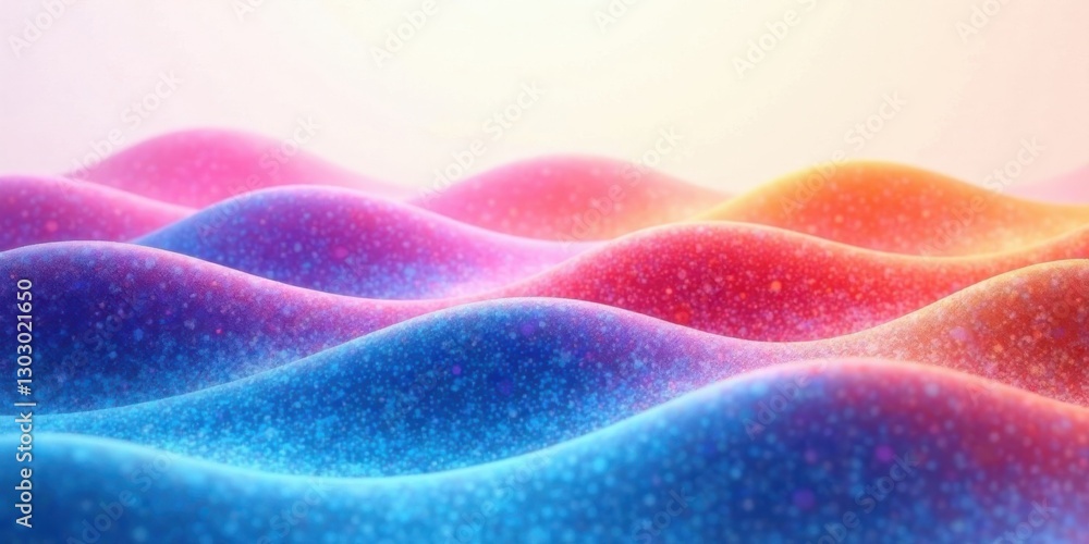 Poster abstract colorful wavy landscape with glittering texture and smooth undulating forms