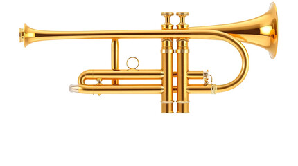 Obraz premium Golden trumpet isolated on a transparent background. showing intricate details and craftsmanship of the musical instrument.