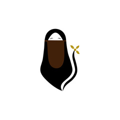 The niqab hijab is black on a white background