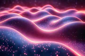 Fototapeta premium Abstract Glowing Pink Purple Digital Waves