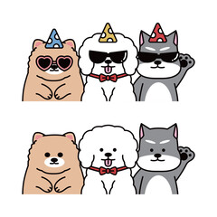 Cute Puppy Characters Enjoying the Party
