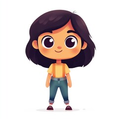 Design a cute, 2D cartoon character standing on a plain white background. 