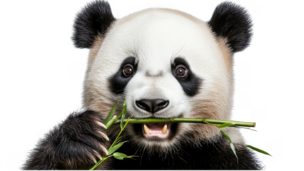 Happy Panda Eating Bamboo