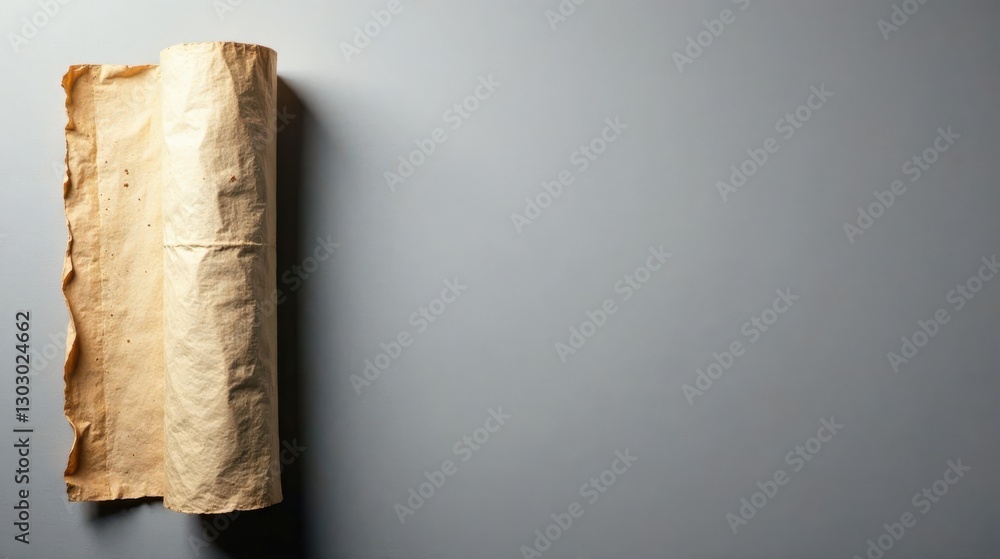 Aufkleber A Rolled-Up Scroll of Aged Parchment Paper on a Neutral Background, Ready for Your Text or Design Elements