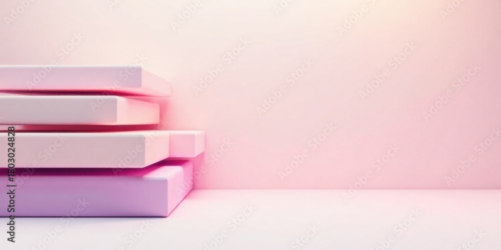 Aufkleber pastel pink cuboid stack against a soft background a minimalist product display scene