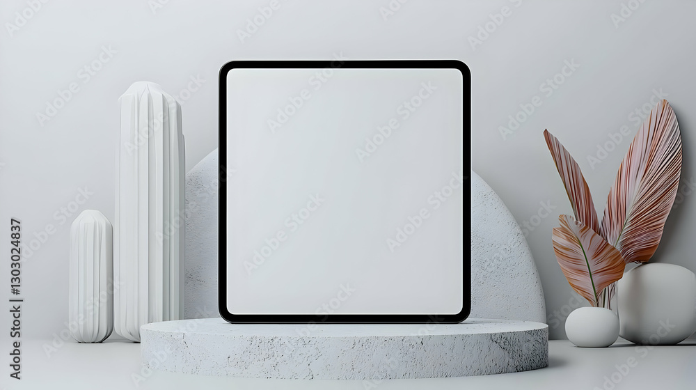 Aufkleber minimalist display with blank frame and decorative elements
