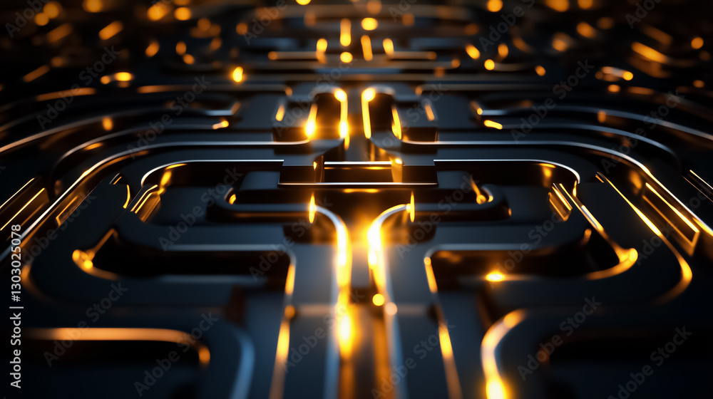 Poster delve into a mesmerizing fractal labyrinth where glowing edges create intriguing patterns and deep s