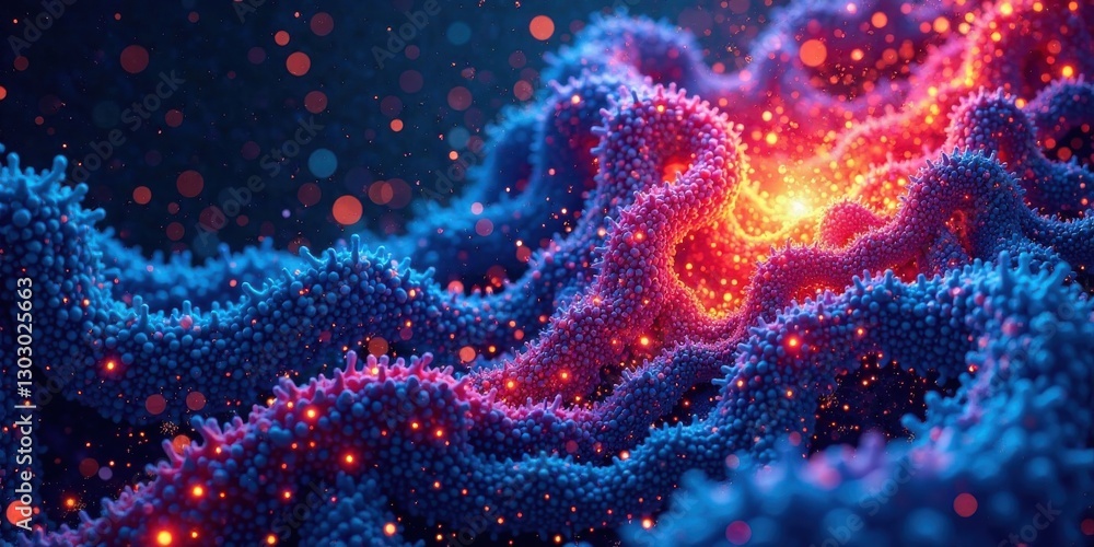 Aufkleber abstract glowing organic form with intricate textured surface and vivid color palette