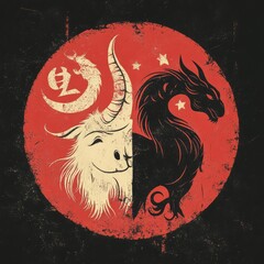 Chinese zodiac animal of the year with minimalist silhouettes
