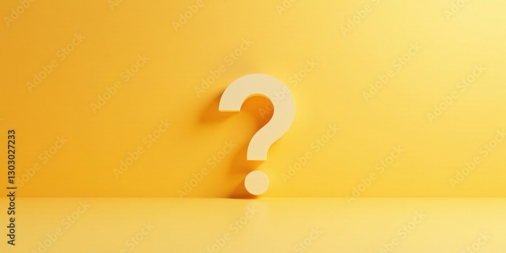 Leinwandbilder a pale yellow question mark stands alone against a solid background, representing uncertainty and th