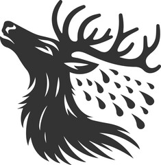 A deer shaking its head, shedding water droplets animal silhouette vector