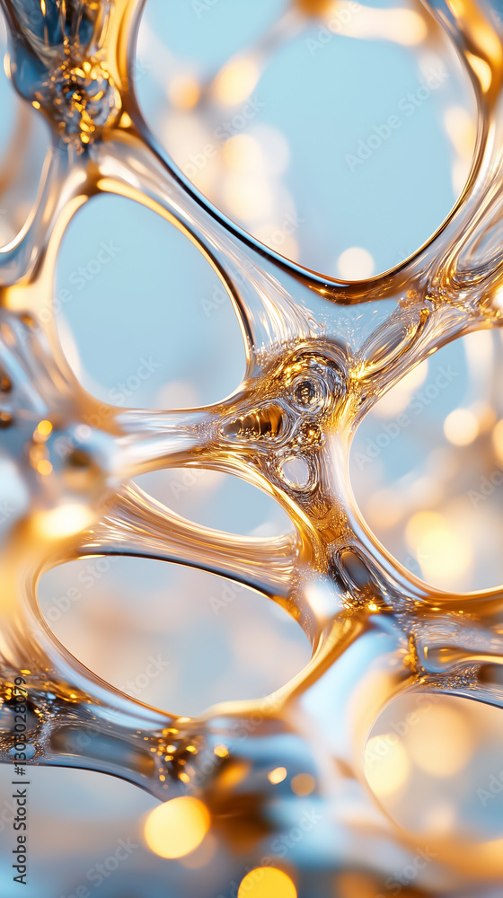 Poster exploring a captivating 3d fractal formation, vivid iridescent elements intertwine like organic cell