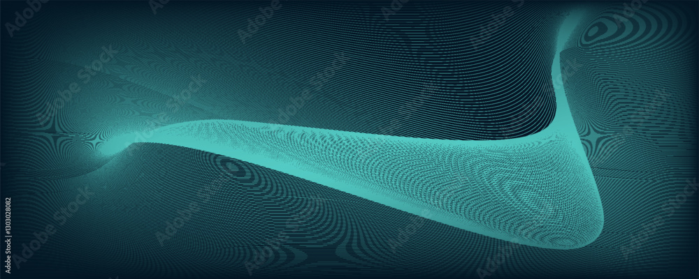 Poster dot green wave light screen gradient texture background. abstract technology big data digital backgr