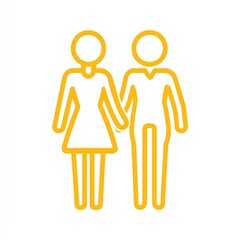 male and female in yellow outline with white background