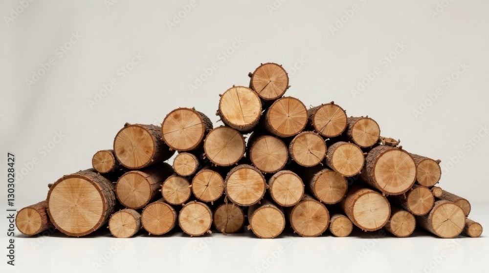 Fototapete a neatly arranged pile of cut logs, showcasing the natural grain and texture of the wood, provides a