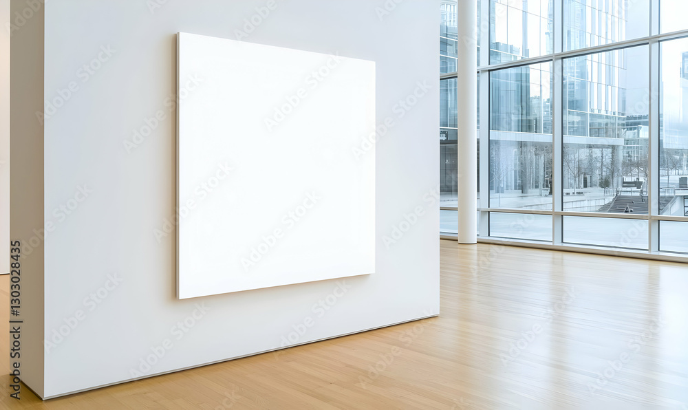 Poster bright minimalist art space with empty frame and modern design
