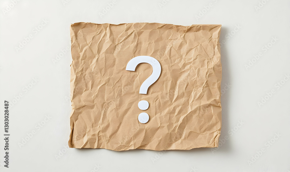 Poster crumpled paper background with question mark symbol displayed