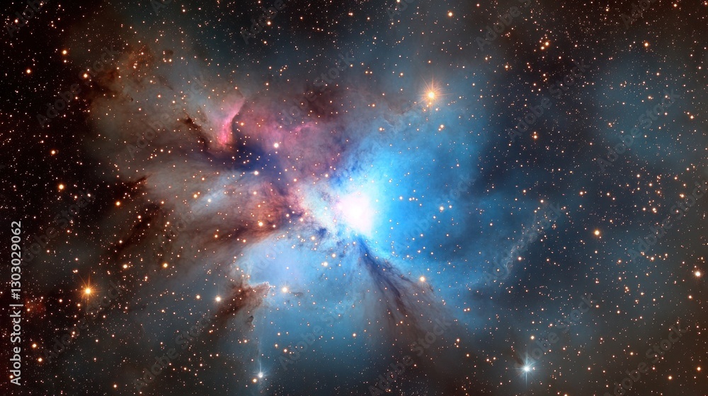 Poster exploring the cosmic tapestry an astounding display of a colorful nebula