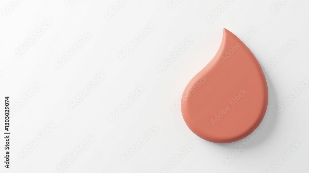 Poster abstract coral drop shape on white background minimalist design element for modern branding and webs