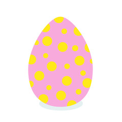Easter pink egg illustration with yellow polka dot patterns. Simple, vector design is for Easter cards, seasonal decorations, gift wraps, digital wallpapers, holiday-themed graphics, and stickers. EPS