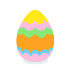 Easter egg illustration with colorful horizontal wavy stripes in yellow, pink, green, orange, and blue. Simple vector design for Easter cards, gift wraps, wallpapers, and stickers. EPS 10